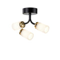 Título técnico em português: **Luminária de Teto Três Luzes com Design Moderno e Difusores de Vidro Fosco**