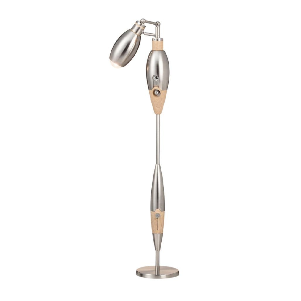 **Luminária de Pé Moderna com Design em Metal e Madeira**